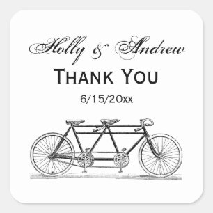Sticker Carré Vélo vintage construit pour deux / Vélo tandem