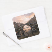 Sticker Carré Vélos au coucher du soleil à Amsterdam (Enveloppe)