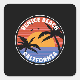 Sticker Carré Venice Beach California Sunset Paradise