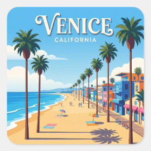 Sticker Carré Venise Beach Californie