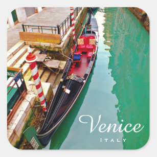 Sticker Carré Venise (Italie) - Gare de Gondola colorée