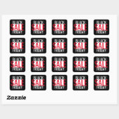 STICKER CARRÉ VENTE NOIR VENDRE BLACK WHITE RED MINIMAL (Feuille)
