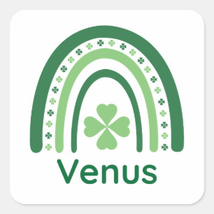 Sticker Carré Vénus Nom Clover Boho Rainbow