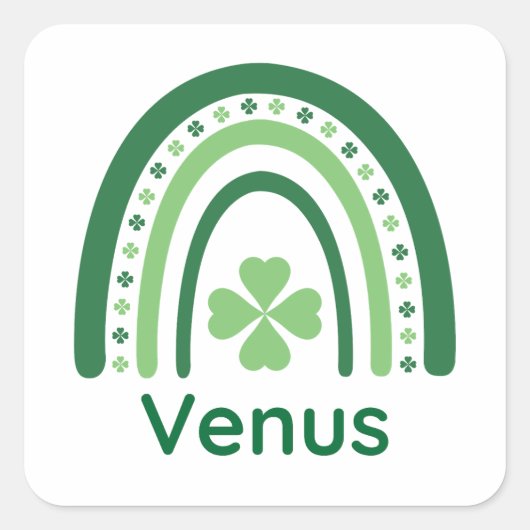 Sticker Carré Vénus Nom Clover Boho Rainbow (Devant)