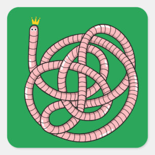 Sticker Carré Ver à dessin en couronne