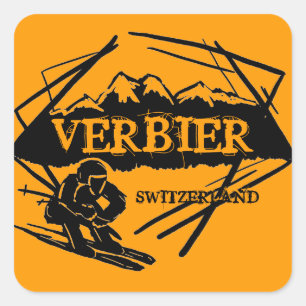 Sticker Carré Verbier Suisse logo orange