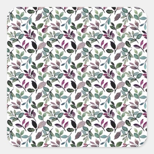 Sticker Carré Verdure florale Aquarelle Occasion Motif (Devant)
