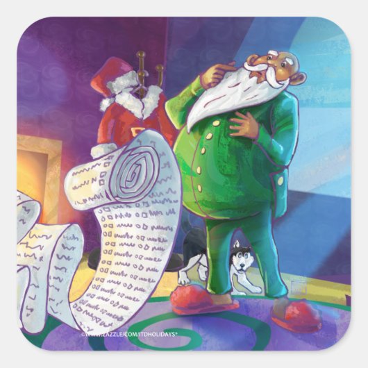 Sticker Carré Vérifier deux fois Père Noël (Devant)