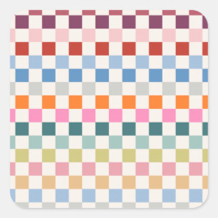 Sticker Carré Vérifier le tableau de bord coloré À damiers Motif