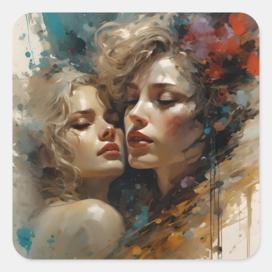 Sticker Carré Véritable amour lesbien (Devant)
