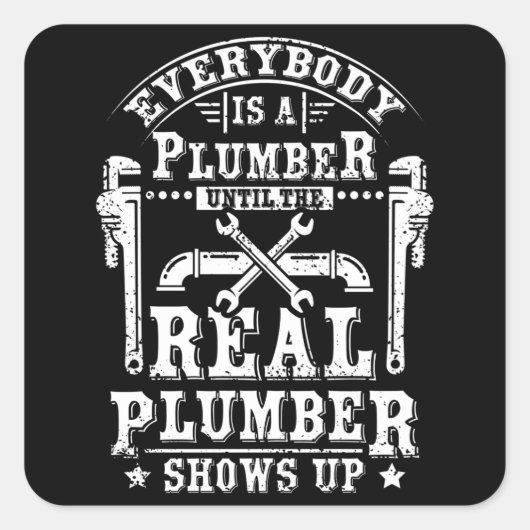 Sticker Carré Véritable plombier (Devant)