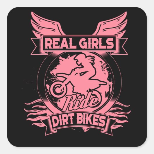 Sticker Carré Véritables Filles Ride Dirt Vélos Pour Femmes Moto (Devant)