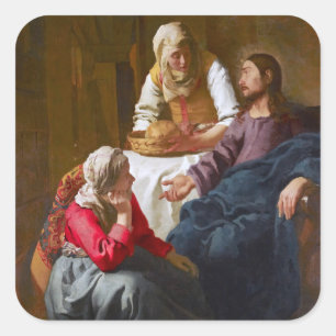 Sticker Carré Vermeer - Christ dans la Maison de Martha et Marie