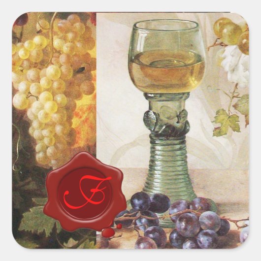 STICKER CARRÉ VERRE DE VIN, VIEUX VIGNOBLES VIGNOBLES MONOGRAMME (Devant)