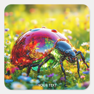 Sticker Carré Verre poli Imaginaire fin Ladybug