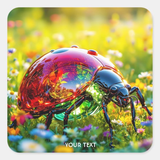 Sticker Carré Verre poli Imaginaire fin Ladybug (Devant)