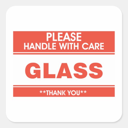Sticker Carré Verre S'Il Vous Plaît Manipuler Avec Soin (Devant)