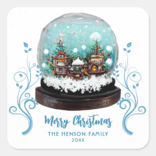 Sticker Carré Verre Snowball Village d'hiver Foliing Noël