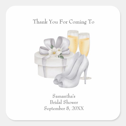 Sticker Carré Verres à Champagne Chaussures de Mariée Cadeau de  (Devant)