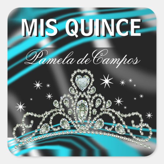 Sticker Carré Verrouillé Quinceañera Sparkling Tiara (Devant)