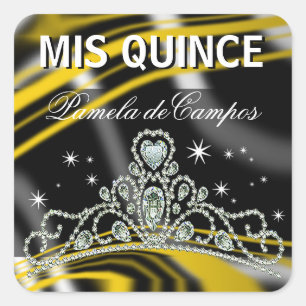 Sticker Carré Verrouillé Quinceañera Sparkling Tiara