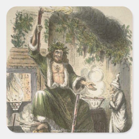Sticker Carré Vers 1900 : Le fantôme du présent de Noël (Devant)