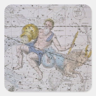 Sticker Carré Verseau et Capricorne, "d'un atlas céleste",
