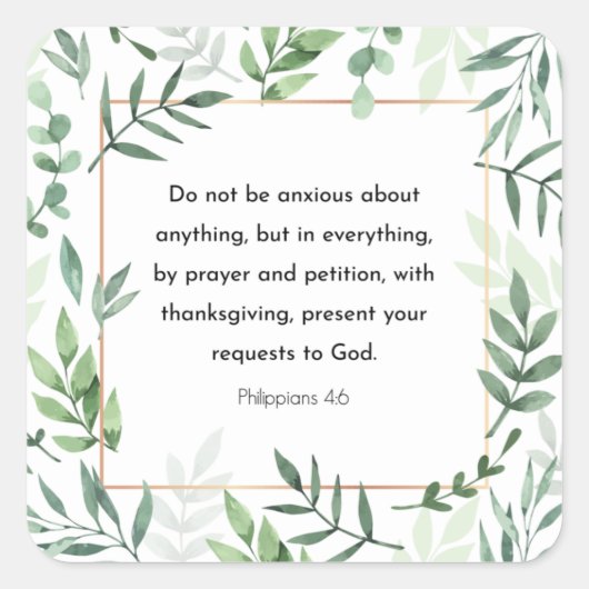 Sticker Carré verset biblique, Philippiens 4:6 (Devant)