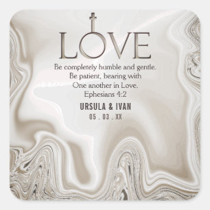 Sticker Carré Verset d'amour des Écritures Éphésiens 4:2 Mariage