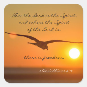 Sticker Carré Verset de la Bible de la Liberté, Vol d'oiseaux au