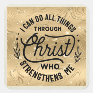 Sticker Carré Verset de la Bible d'encouragement avec élégant br