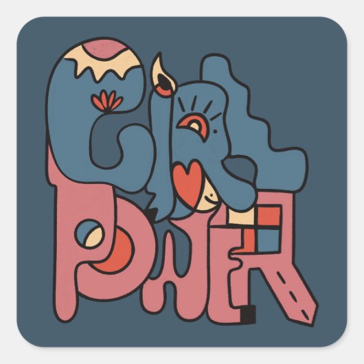 Sticker Carré Version Fille Power Dark (Devant)