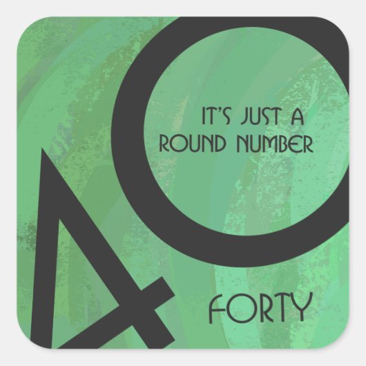 Sticker Carré Vert 40 Décennie Anniversaire (Devant)
