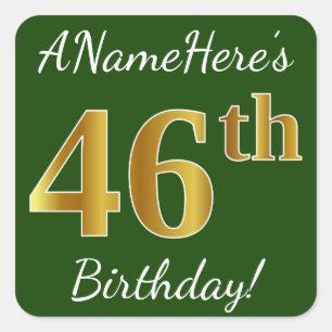 Sticker Carré Vert, anniversaire d'or de Faux quarante-sixième