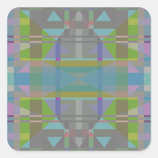 Sticker Carré Vert bleu violet géométrique (Devant)
