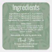 Sticker Carré Vert Botanique Tropical Feuilles Ingrédients Étiqu (Devant)