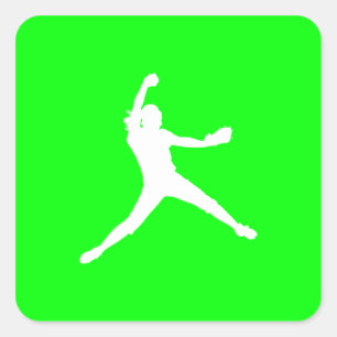 Sticker Carré Vert d'autocollant de silhouette de Fastpitch