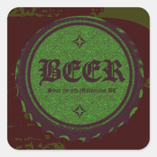 Sticker Carré Vert de casquette de bouteille à bière