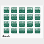 Sticker Carré Vert émeraude simple moderne chic écriture mariage (Feuille)