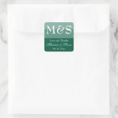 Sticker Carré Vert émeraude simple moderne chic écriture mariage (Sac)