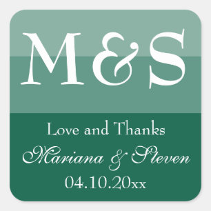 Sticker Carré Vert émeraude simple moderne chic écriture mariage