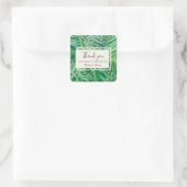 Sticker Carré vert émeraude tropical mariage merci (Sac)