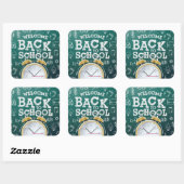 Sticker Carré Vert et blanc Bienvenue à l'école (Feuille)