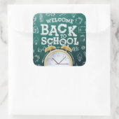 Sticker Carré Vert et blanc Bienvenue à l'école (Sac)