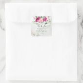 Sticker Carré Vert eucalyptus magenta peony roses préfèrent cade (Sac)