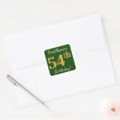 Sticker Carré Vert, Faux Gold 54e anniversaire + Nom personnalis (Enveloppe)