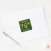 Sticker Carré Vert, Faux Gold 76e anniversaire + Nom personnalis (Enveloppe)