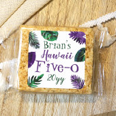 Sticker Carré Vert, feuilles violettes prune Hawaii 5-0 50e anni
