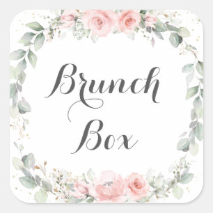 Sticker Carré Vert floral rose doux Merci de couronne de fer Fav