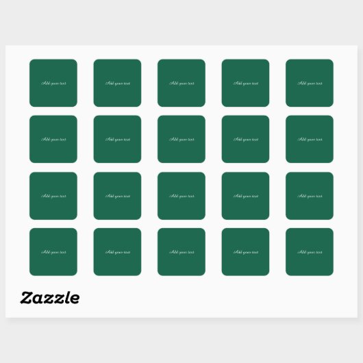 Sticker Carré Vert foncé avec texte blanc, (Feuille)